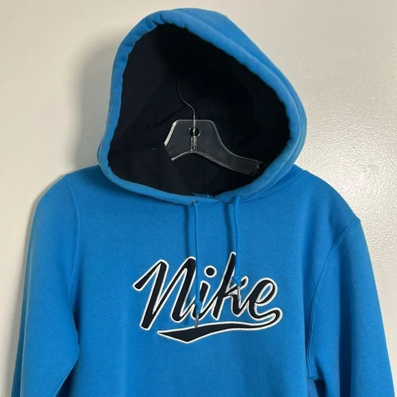 Nike Women’s Blue Retro Hooded Fleece Sweatshirt Size Large - Picture 2 of 11